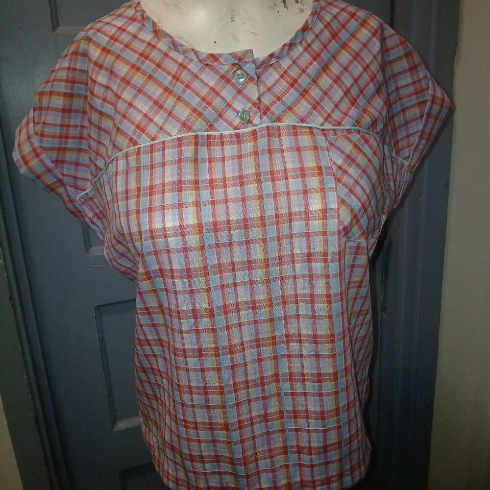 Vintage plaid short sleeves top